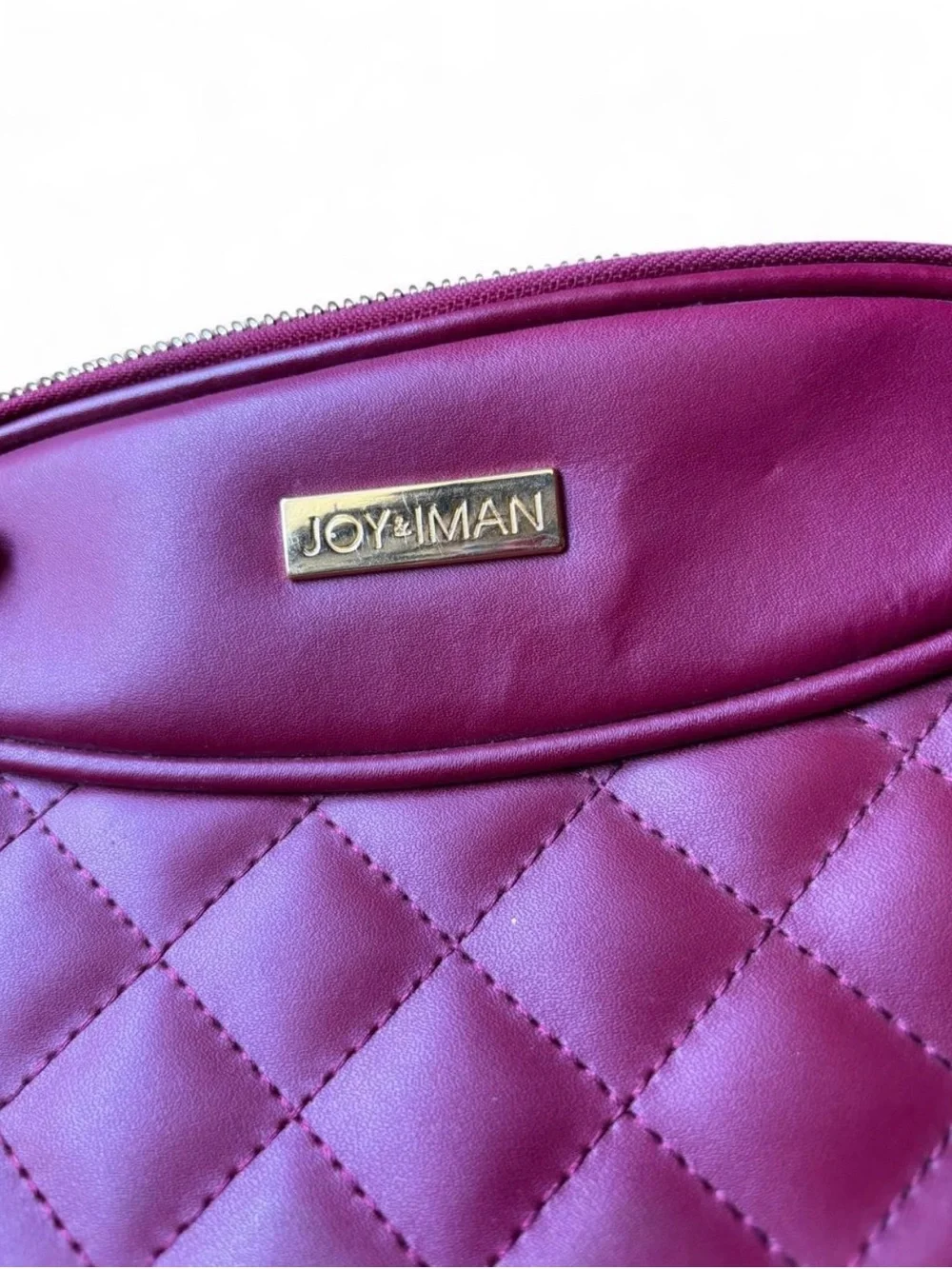 Joy & Iman Quilted Wine Crossbody Bag with Tassel